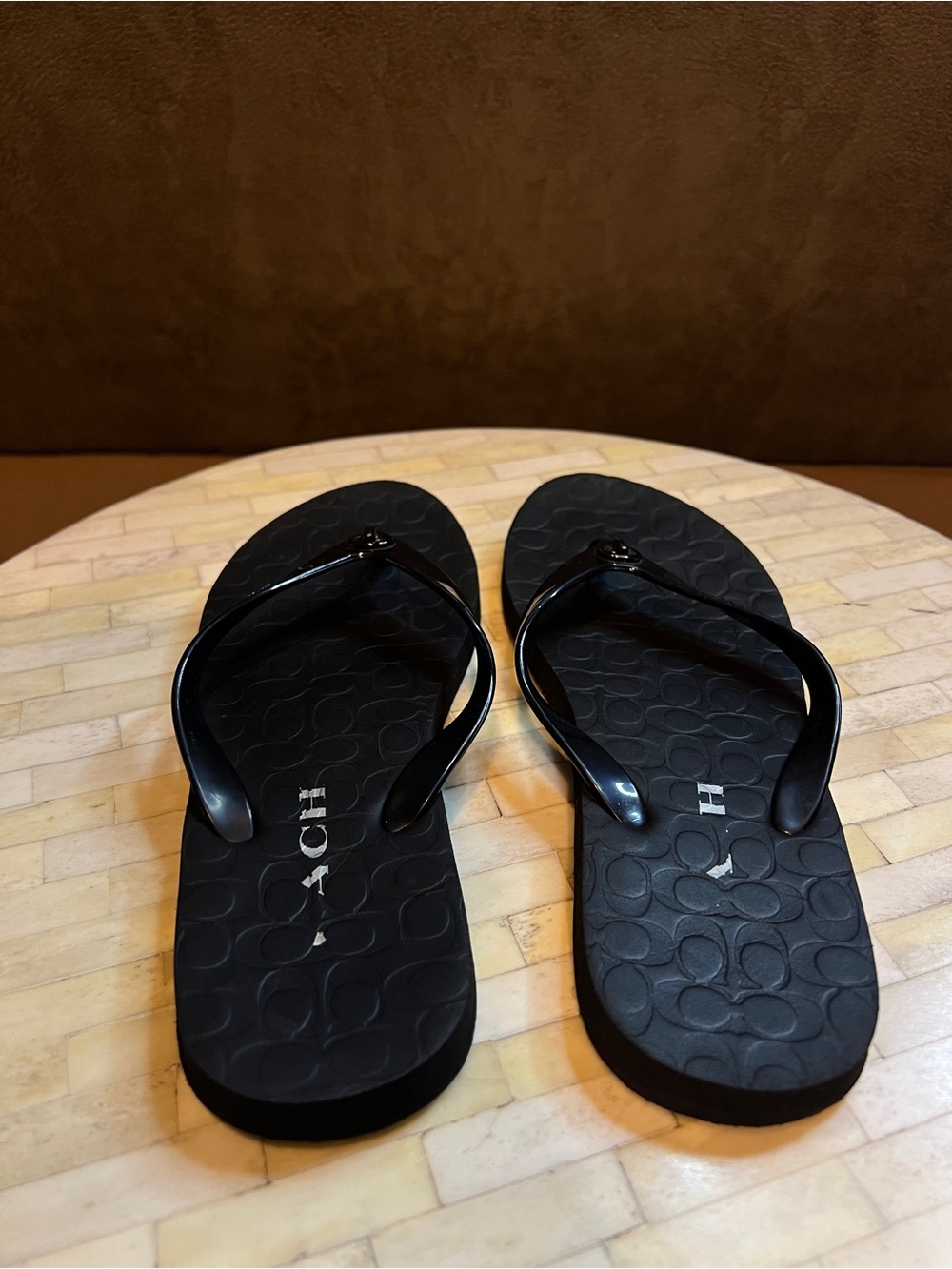 Coach Black Women's Flip Flop Sandals - Classic Gloss Strap - Picture 4 of 6